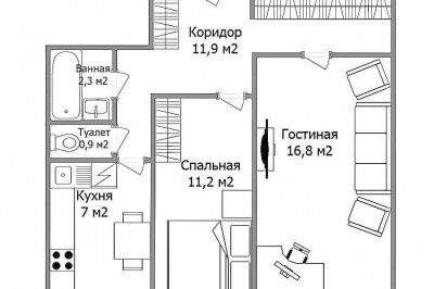 2-комнатная квартира на Юго-Западе