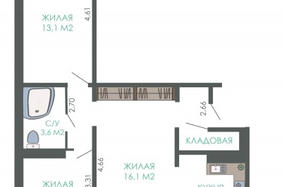 Продажа 2-х комнатной квартиры, г. Минск, ул. Каменногорская, дом 20 (р-н Каменная горка). Цена 164 466 руб c торгом